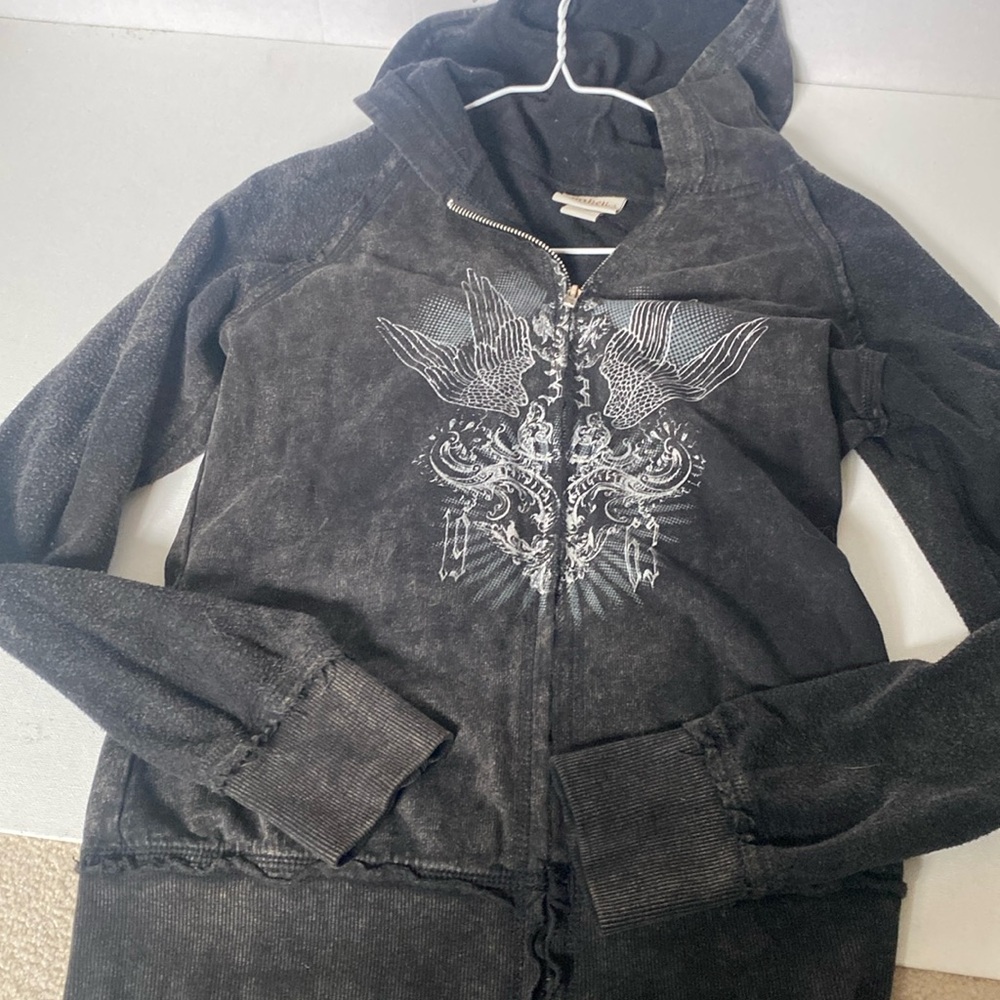 Vintage Miken Black Hoodie With Angel Wings - image 1